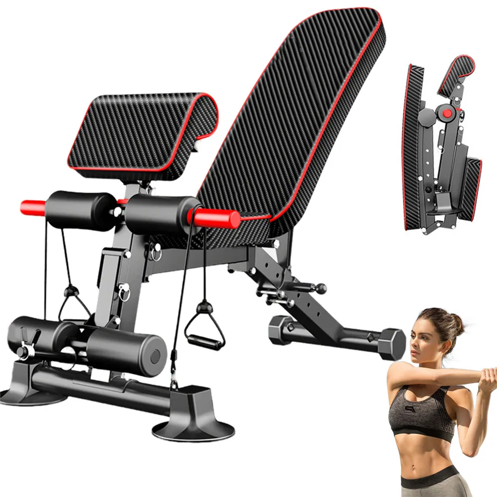 Banc de musculation pliable avec 7 positions réglables, chargement multifonctionnel de 350kg, banc à haltères pour l'entraînement à domicile et le fitness