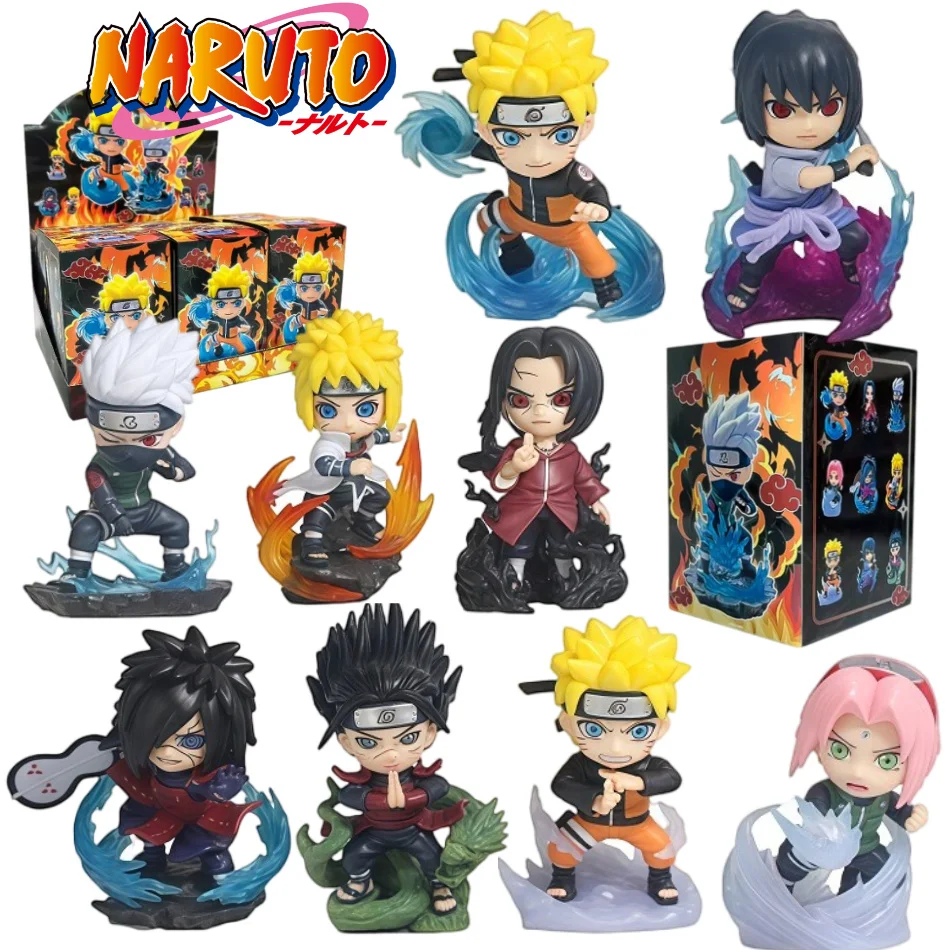 

9 PCS Naruto Q Version blind box Set Anime Figure Uzumaki Naruto / Uchiha Sasuke / Kakashi Action Figure Statue Collection Toys