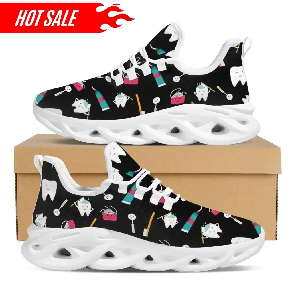 Cute Teeth Luxury Design Ladies Sneakers Black Dental Style Comfortable Non-Slip Flats Outdoor Lace-Up Basketball Shoes Zapatos