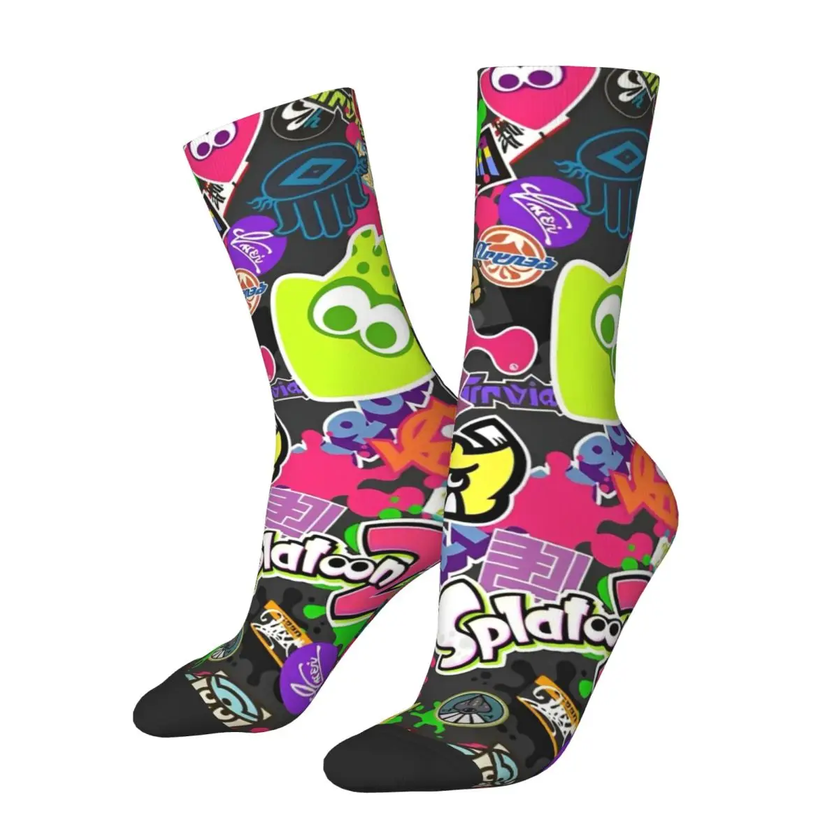 Rainbow Splatoon Stockings Adults Men Video Game Socks Soft Breathable Fashion Socks Spring Skateboard Anti-Slip Graphic Socks