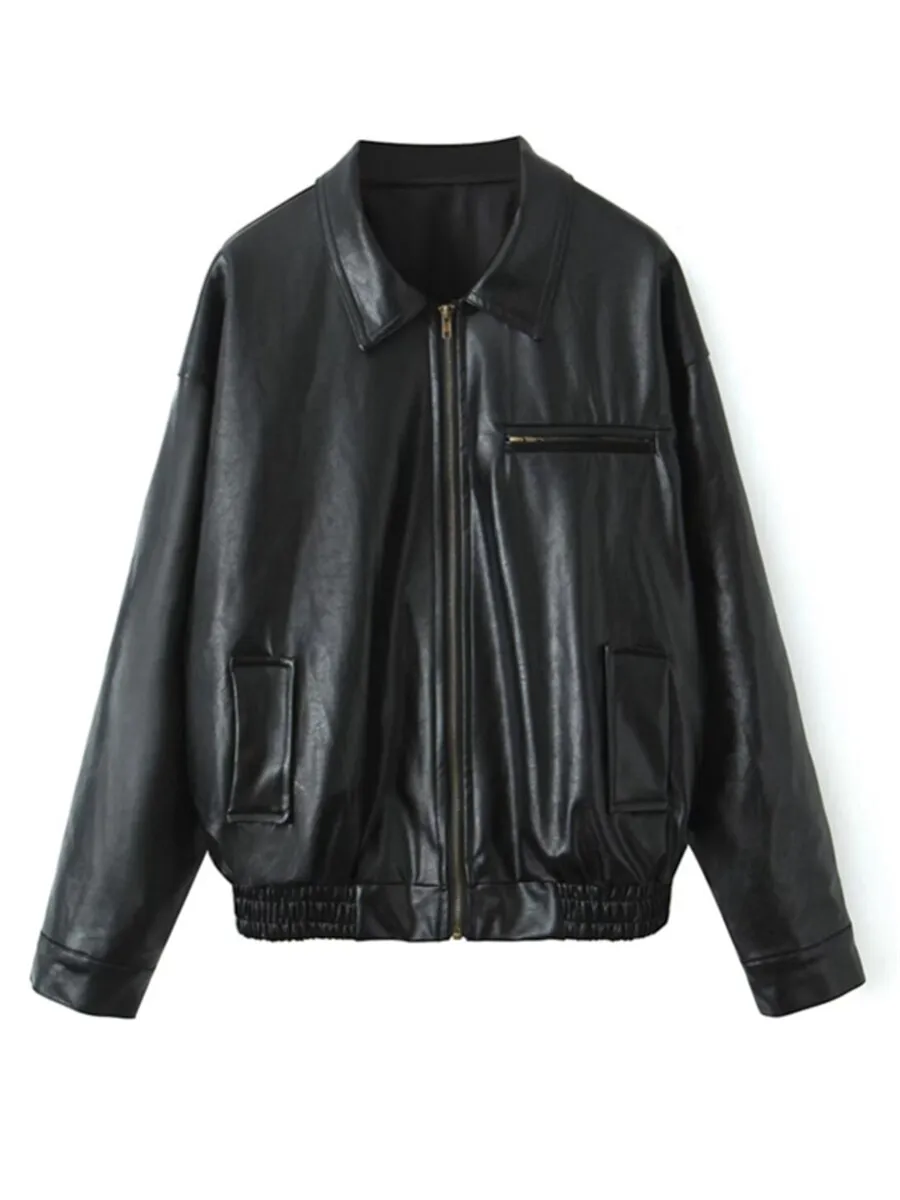 Kurtka motocyklowa vintage damska w kolorze kawowego brązu, styl Hong Kong, nowy model na wiosnę i jesień, moda uliczna, płaszcz ort.