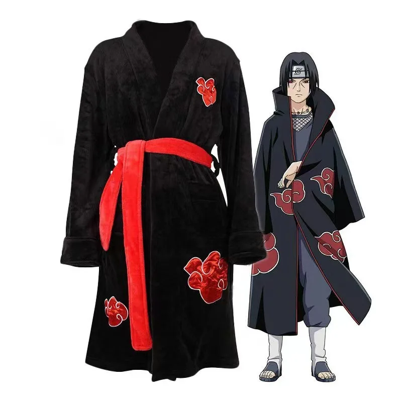 Vendite calde Cool Anime Akatsuki Robe Cosplay accappatoio Fleece Warm camicia da notte Robe Men Winter Coat Sleepwear regalo di natale