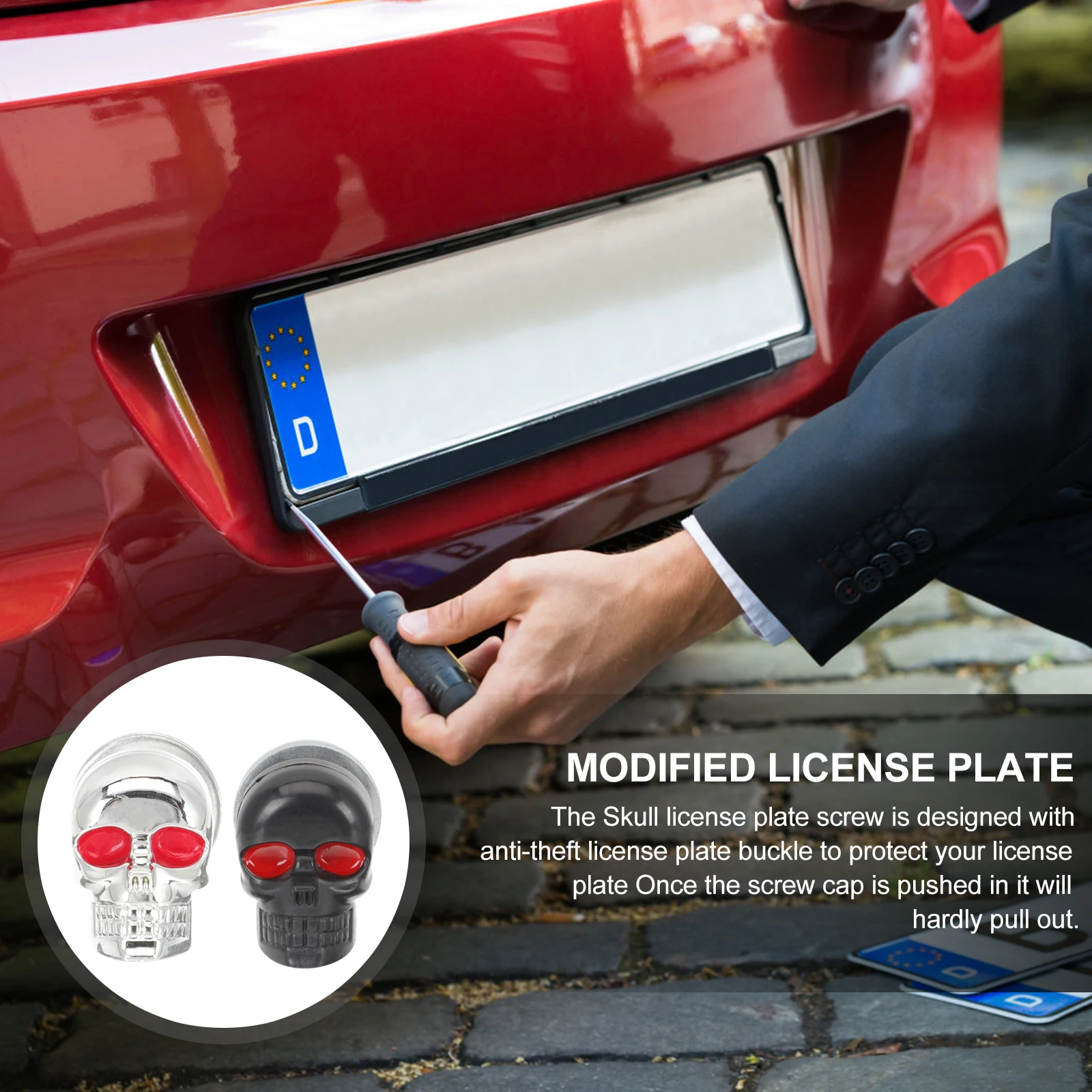 

6pcs Ghost Head Screws Durable Motorcycle License Plate Frame Mounting Hardware Electrocar Bolts Stable Fixation