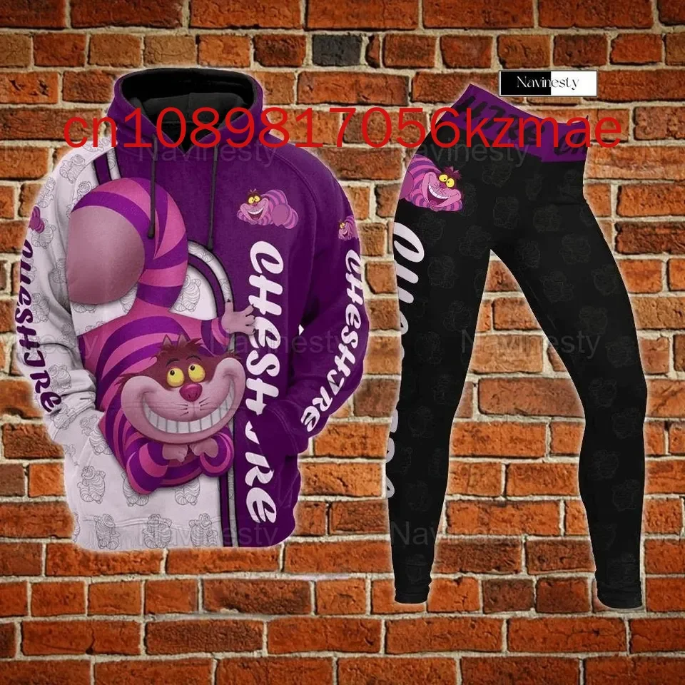 New Free Custom Disney Cheshire Cat Hoodie Leggings Suit Women\'s Diseny Hoodie Yoga Pants Sweatpants Fashion Tracksuit Sets