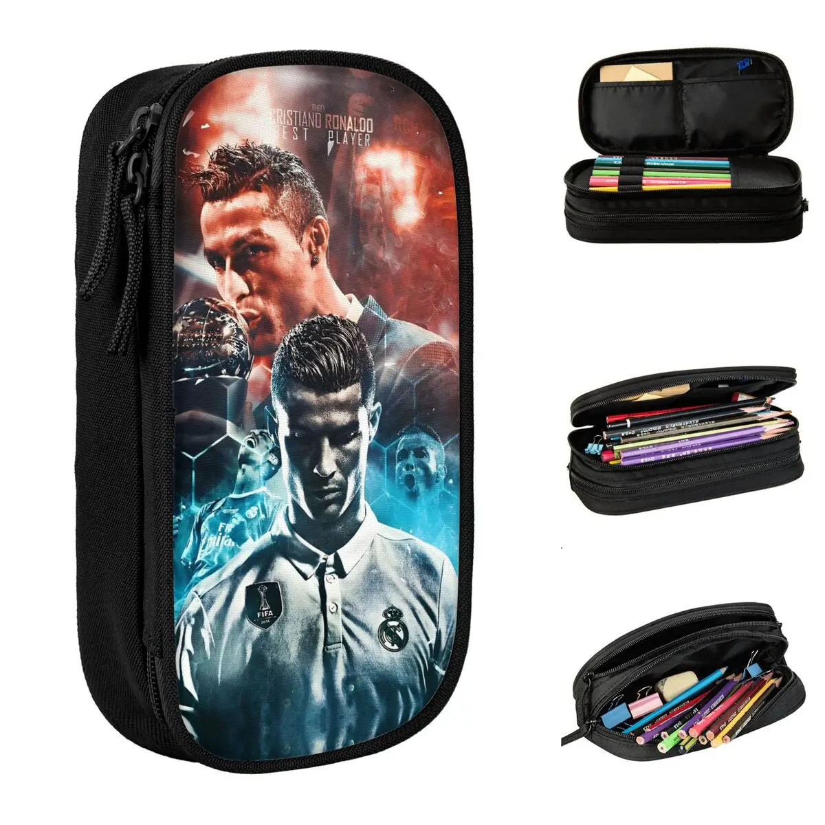 New Cr7 Football Soccer Cristianos Pencil Cases Cr7 Pencilcases Pen Box for Girl Boy Large Storage Bags Office Gifts Stationery