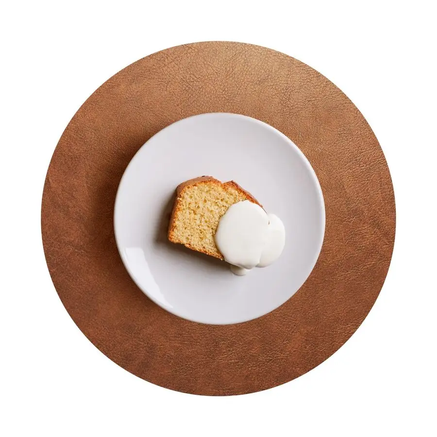 

Набор из 4 подставок под тарелки из искусственной кожи, с 4 подставками под чашки, моющиеся, для кухонного обеденного стола, ресторана, кофейни, цвет орехово-коричневый, круглые.