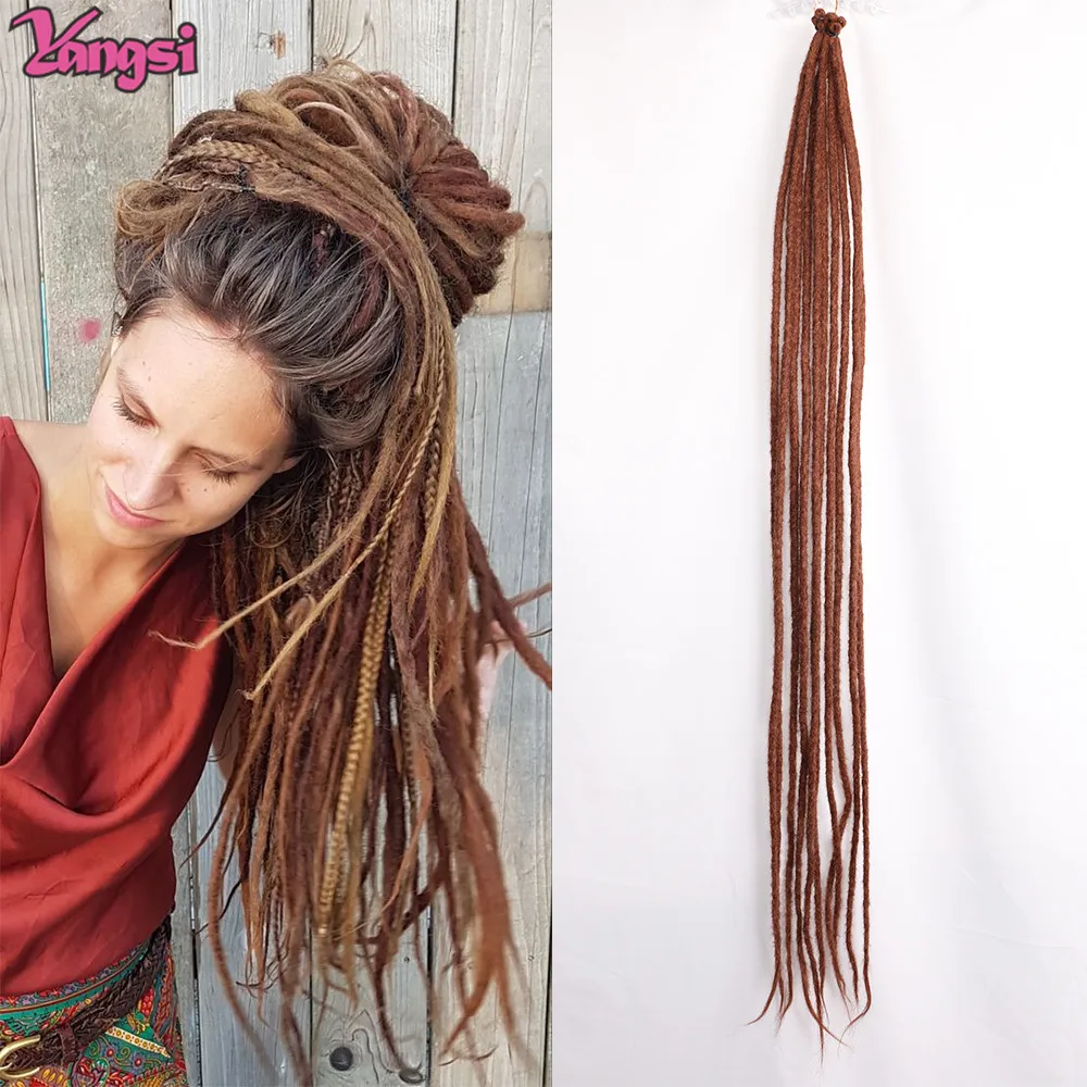 Hard Dreadlocks 32 Inch Braids Synthetic Hair Braiding Hair Extensions Twist Crochet Braids Darling Hard Dreadlocs Brown