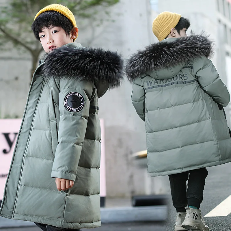 

UNITIM Russian Winter Children Boy Down Jacket Hooded Waterproof Thicken Warm Teenage Boy Outerwears 4-14 Years Kids Boys Parka