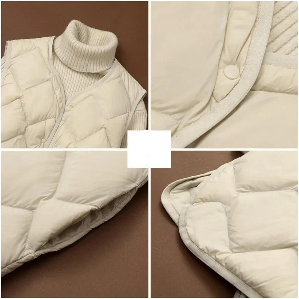 Down Jacket for Women New American Fashion Autumn Winter Sleeveless Parkas Casual Vintage Single Breasted Solid Coats