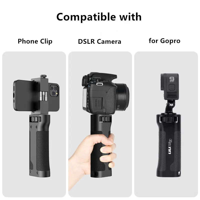 UURig-estabilizador de mano de manilla de sujeción para cámara móvil con tornillo de 1/4 pulgadas para teléfono inteligente DSLR, cámara deportiva, luz de vídeo Vlog