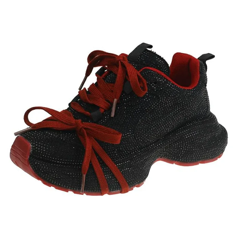 Neue Mode Bling Kristall Chunky Stiefeletten für Frauen Luxus Strass Winter Schuhe Frau Dicken Boden Plattform 2022 Frühling