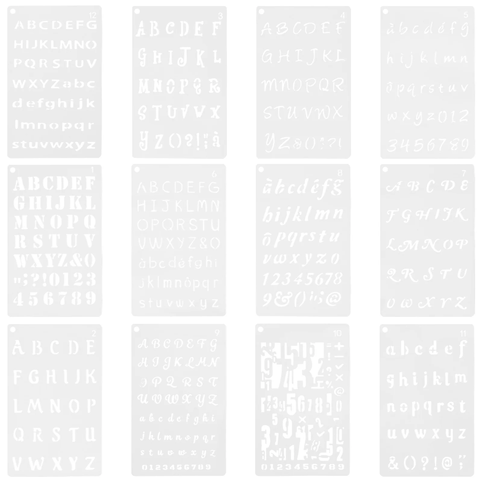 12 قطعة قوالب أرقام الحروف تصميم مجوف سهل التنظيف لتقوم بها بنفسك علامات باب الحائط المساحات التجارية ديكور سجادة باب الإستنسل