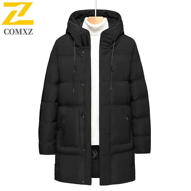 

COMXZ 2025 Winter Men Fleece Lined Jacket Spring Autumn American Style Waterproof Windproof Hooded Outdoor Sports Casual Coat