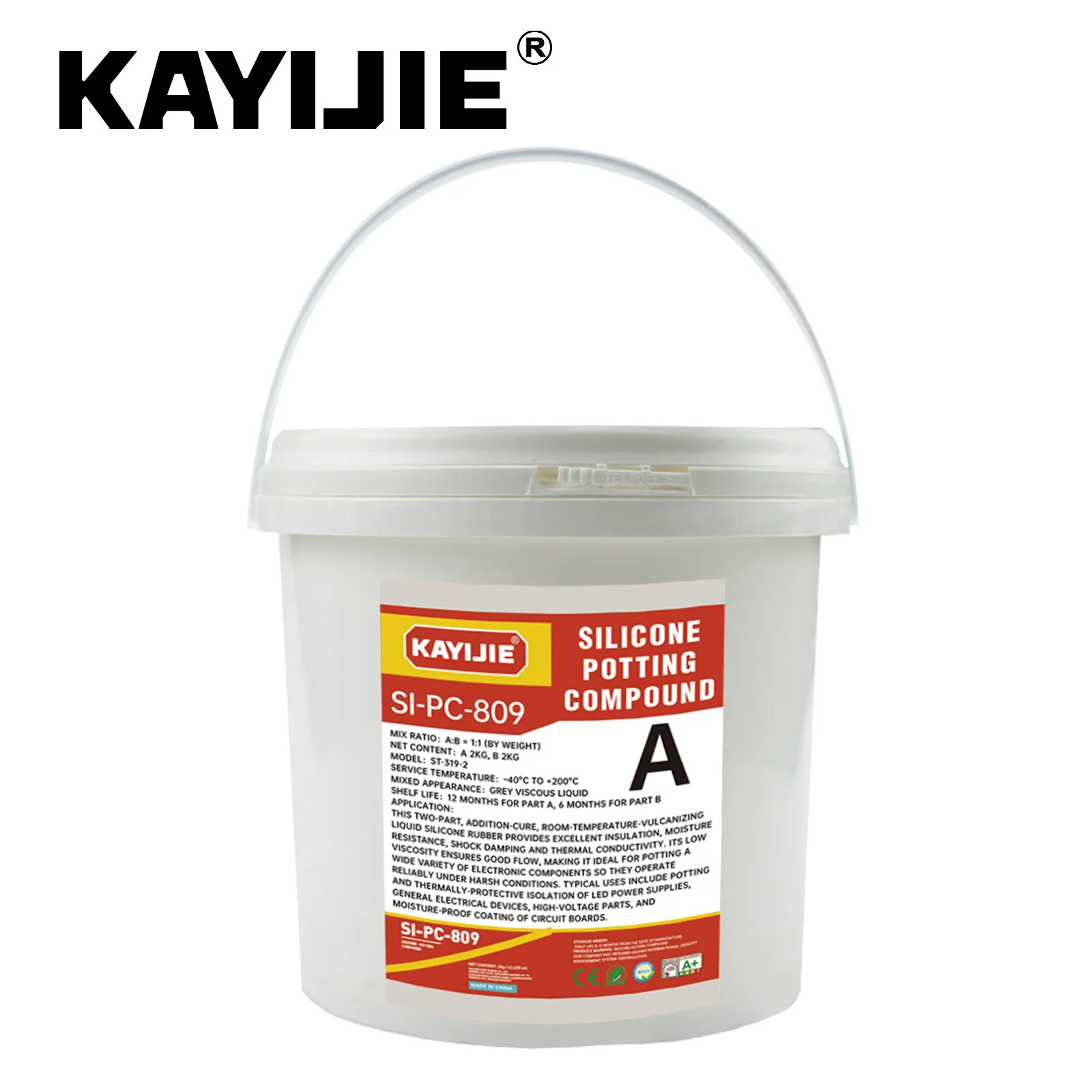 KAYIJIE SI-PC-809 Two-component Grey Potting Glue, Waterproof Heat Dissipation Sealant for Outdoor LED & Power Supply
