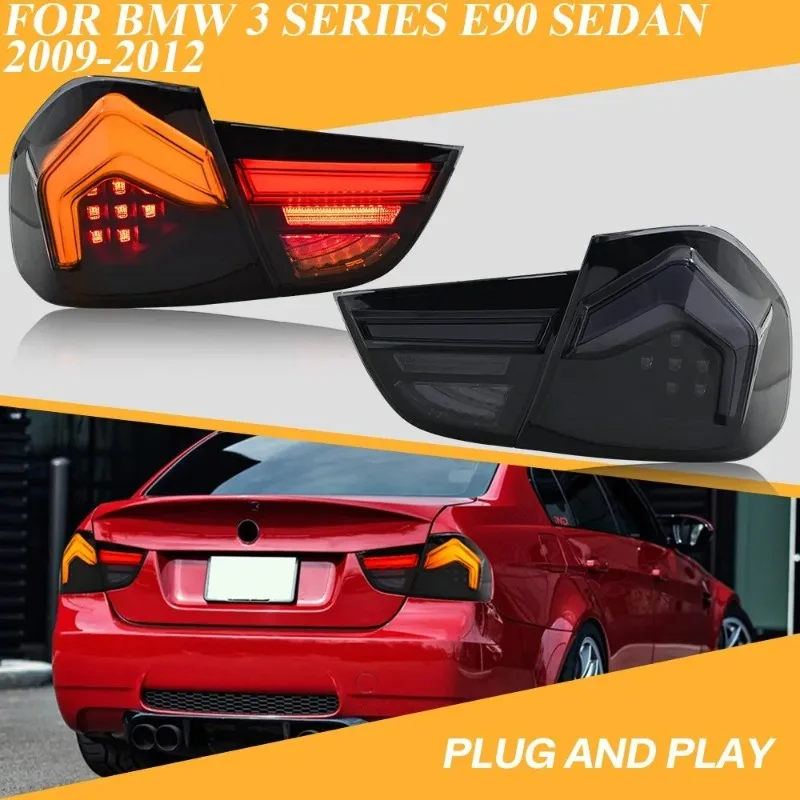 

Для BMW 3 серии E90 2009-2012 светодиодные дымовые задние фонари пара черных задних фонарей с последовательным указателем поворота