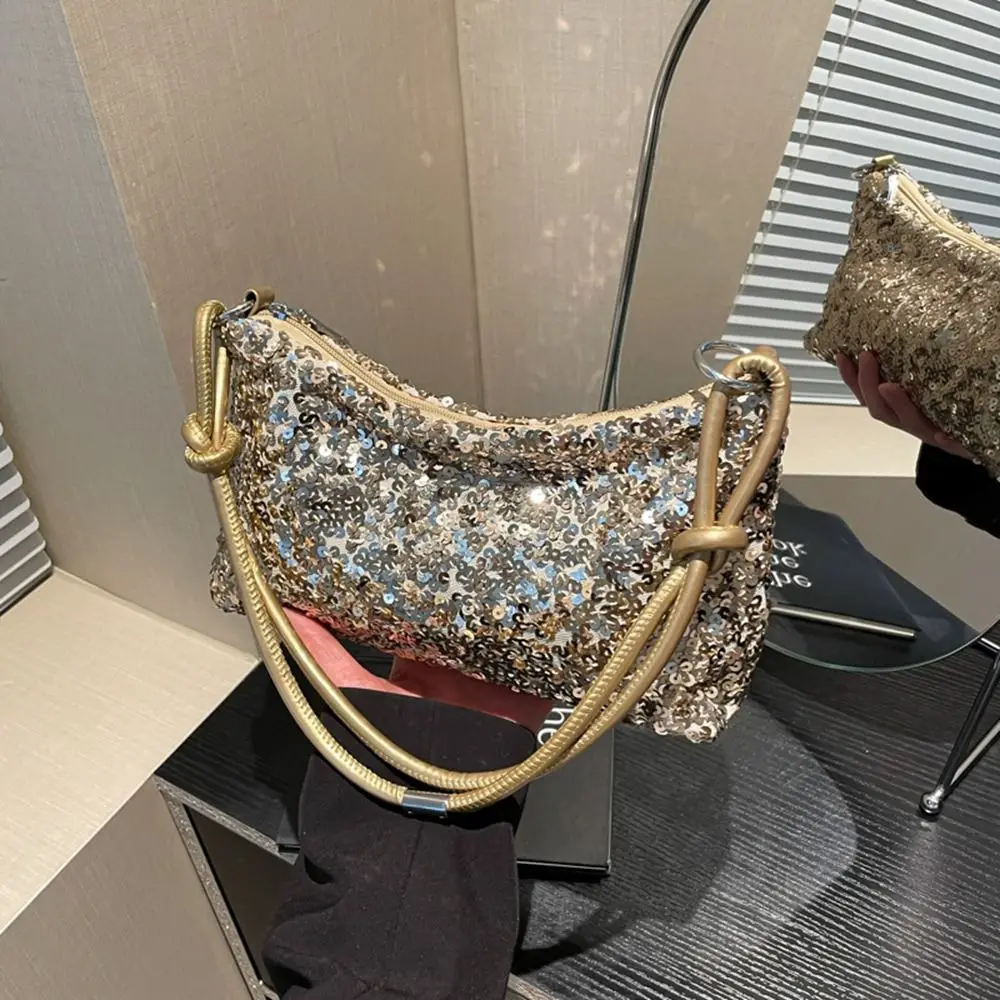 Solid Color Blingbling Sequins Bag Glitter Korean Style Sequins Shoulder Bags Phone Purse Underarm Bag Evening Clutch Bag Girl