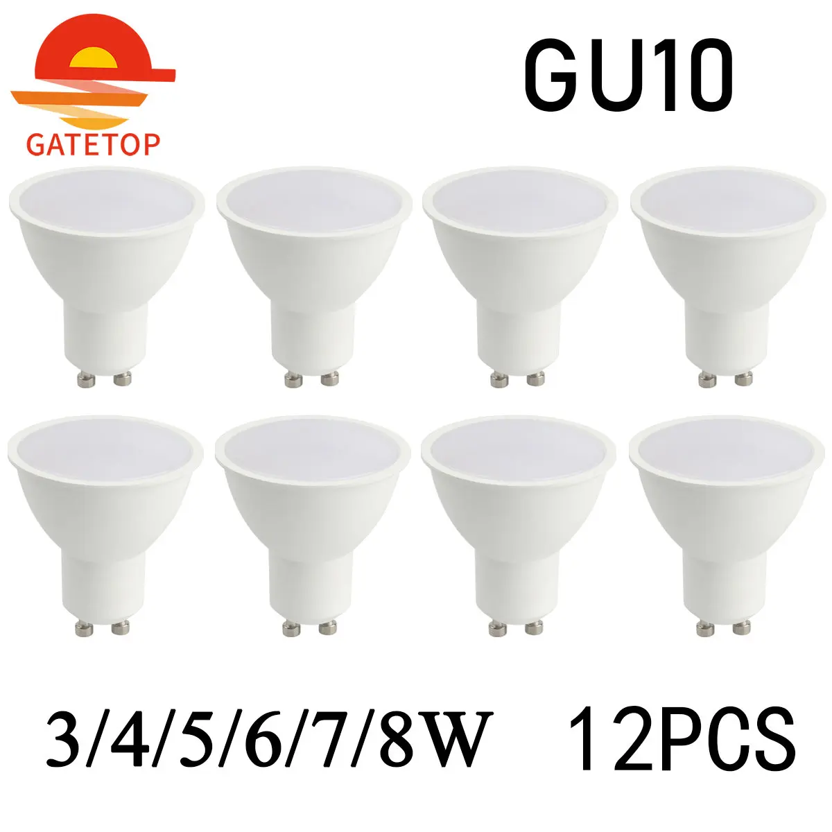 

12PCS LED Spot Light GU10 No flicker AC220V AC100-240V Warm white light 3W 5W 6W 7W 8W replaceable 20W 30W50W halogen lamp