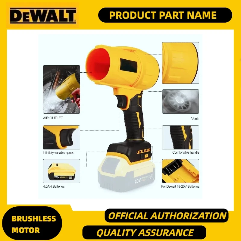DeWALT-ventilador Turbo de 20V, ventilador violento, soplador de aire sin escobillas recargable de 800G, secador de ventilador de mano, turbina inalámbrica de 30000RPM