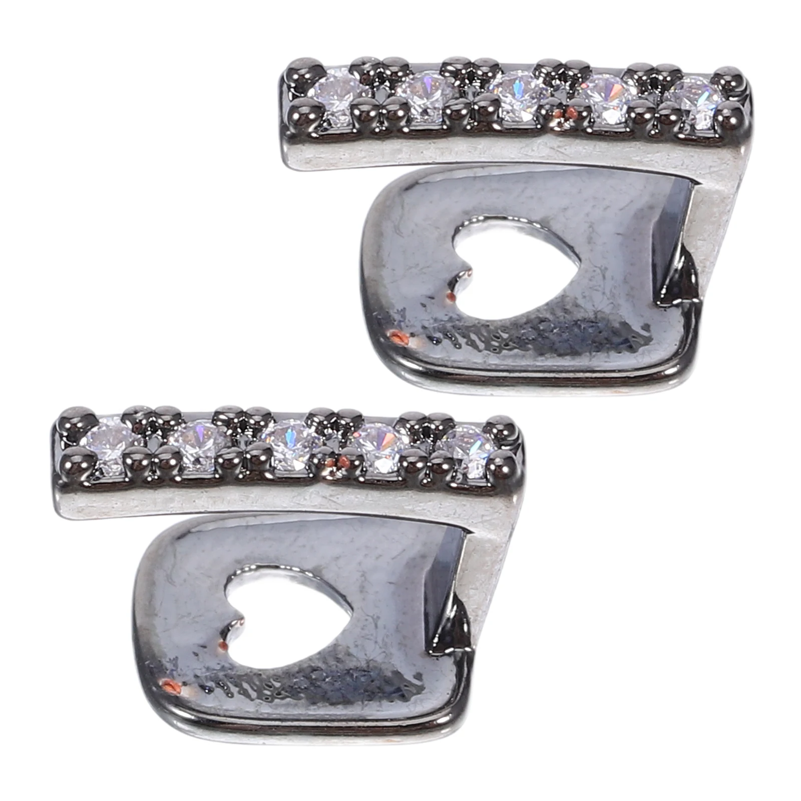 

2pcs Black Hip Hop Tooth Grill Metal Mouth Grills for Men Rhinestone Decorated Single Caps Jewelry Party Accessories