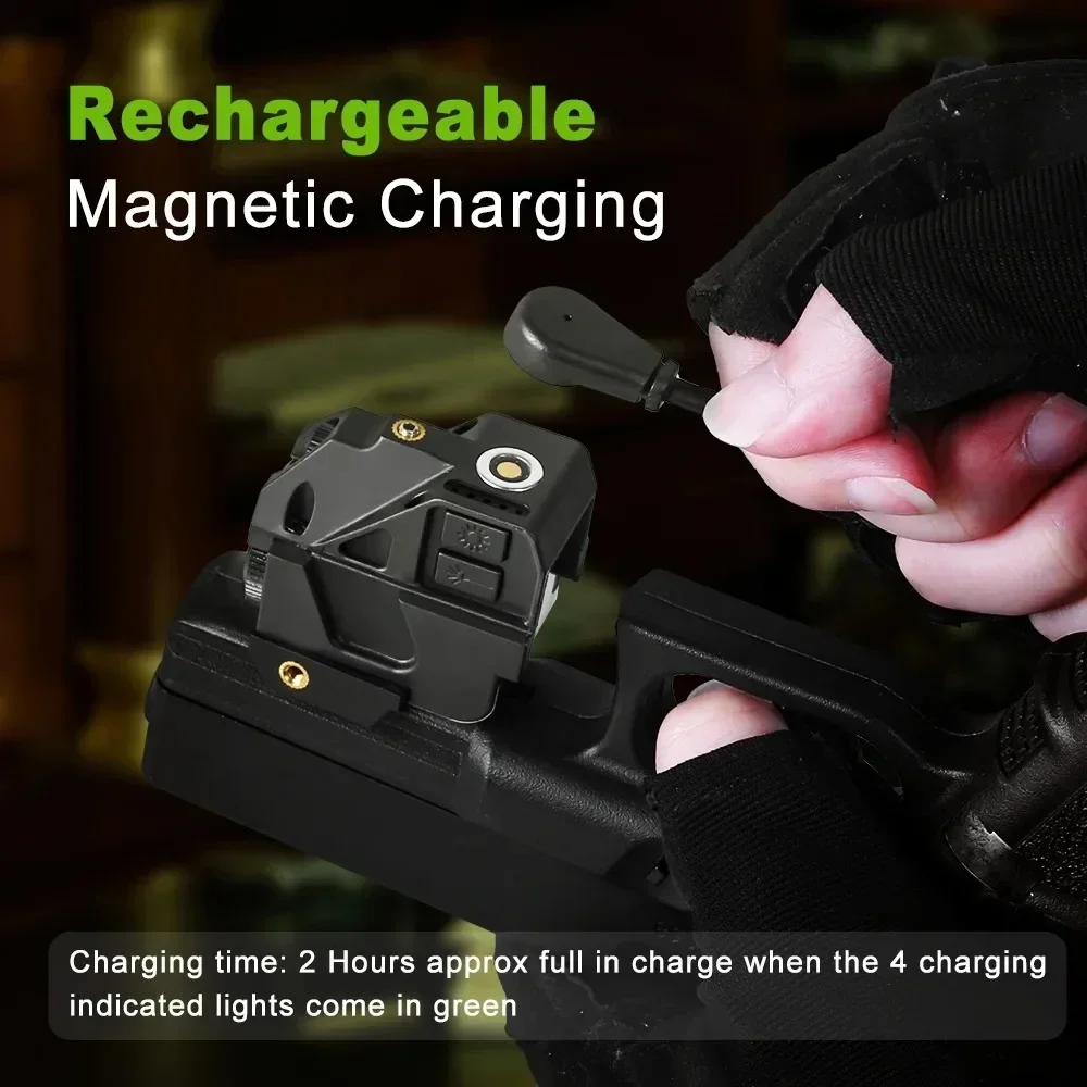 مصباح ليد جيب تكتيكي 500 لومن مع مجموعة شحن مغناطيسية أحمر أخضر La-ser البصر ل غلوك 17 19 في الهواء الطلق صالح 20 مللي متر السكك الحديدية #4