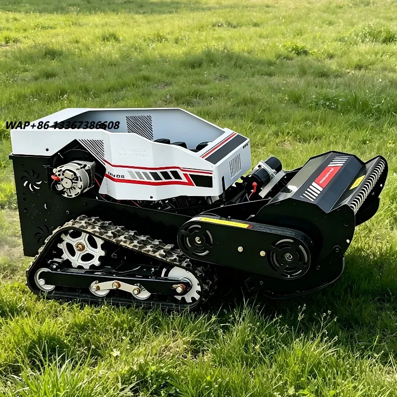 Commercial 100cm 4-Stroke DIY Remote Control Petrol Grass Mower Crawler Tracked Bush Cutter with 459cc Engine for Orchard Field