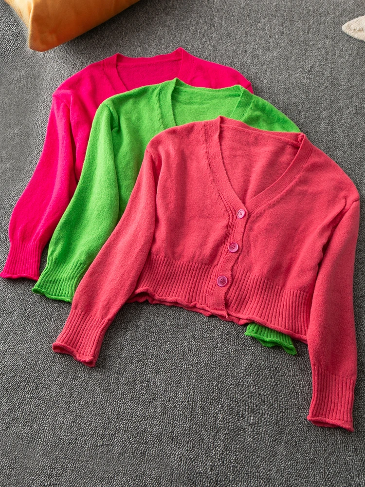 Maglione lavorato a maglia primavera autunno ort V-Ne Long Sve Faionable Semplice pendolare Versatile maglione da donna in misto poliestere