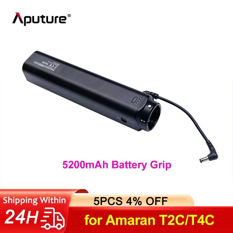 Aputure 5200mAh Battery Grip Power Supply for Amaran T2C/T4C RGB Tube Photography Light Accessories