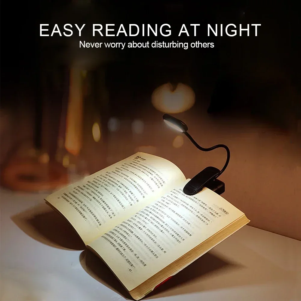 Mini LED Book Night Light Table Lamp Eye Protection Adjustable Clip-On Desk Lamp Battery Powered Flexible Study Bedroom Reading