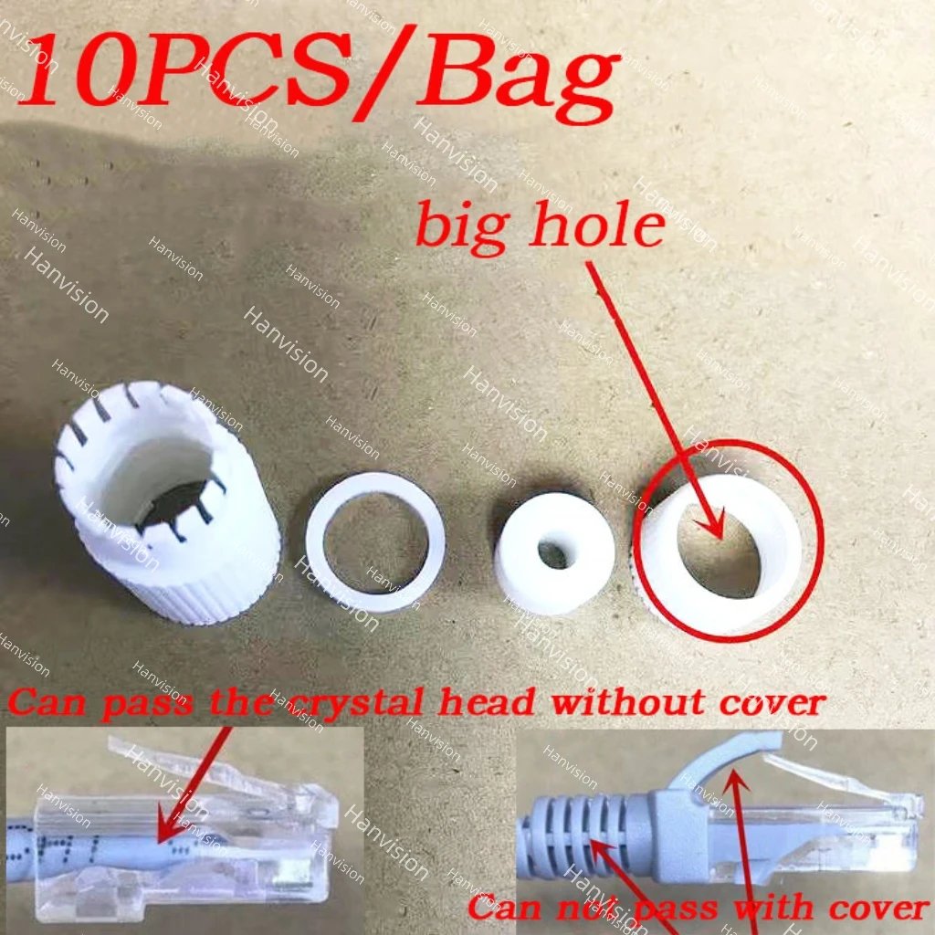 Waterproof Connector Cap Big hole RJ45 10PCS/Lot used for Camera Hikvision etc Crystal head Shell for Camera Cable CCTV