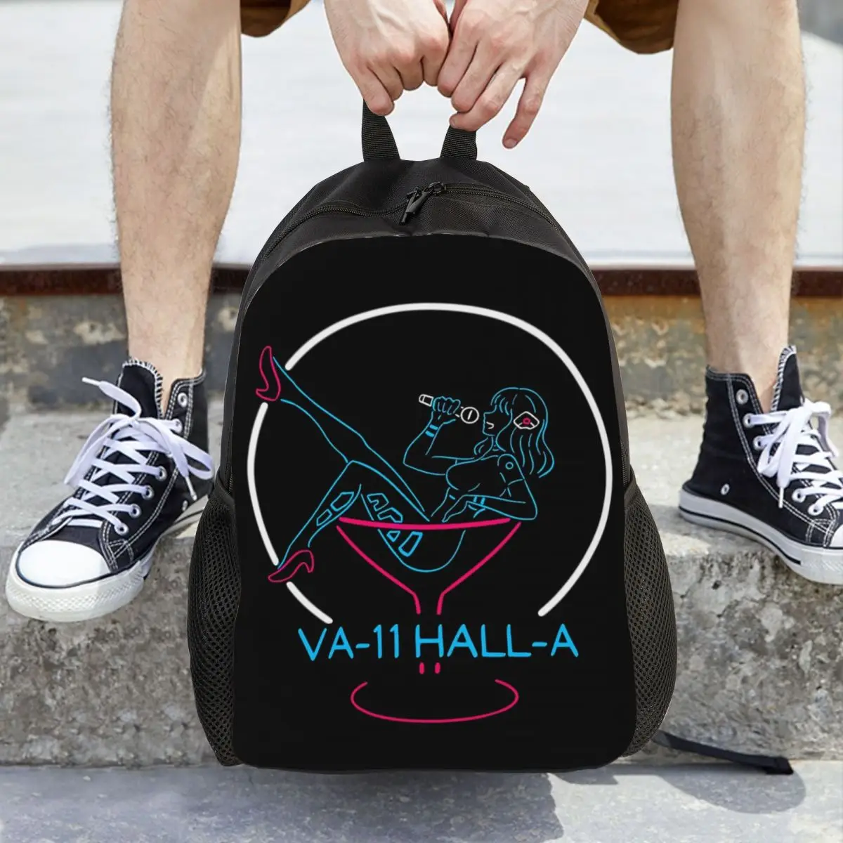

VA-11 Hall-A Neon Sign Backpack Hot Sale Daypack Large Capacity Boys Girls BookBag School Bag Shoulder Bags for Men Women