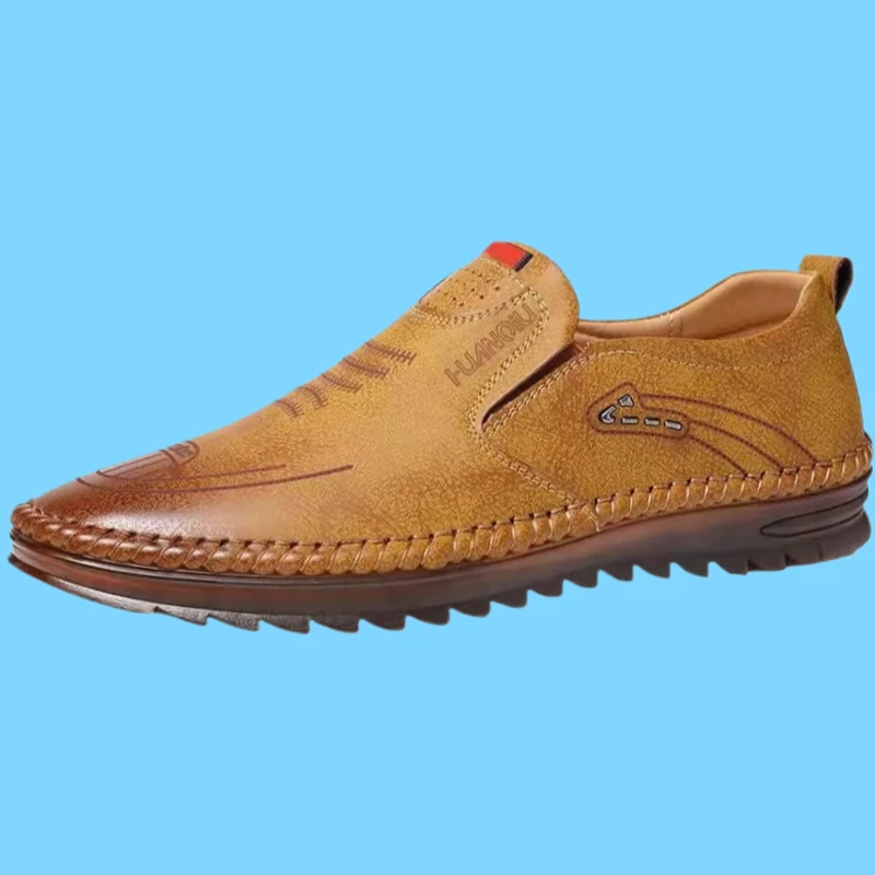 

Men 2025 Fashion Men's Casual Flat Shoes Outdoor Soft Soled Travel Sneakers Leather Business Non Slip Breathable Shoes