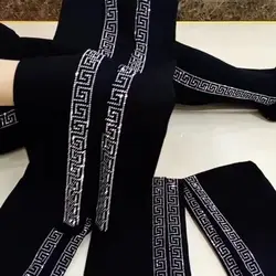 New Autumn Winter High Waist Stretch Thicken Velvet Women Leggings Blingbling Hot Drilling Ankle-length Bottoming Pants Black