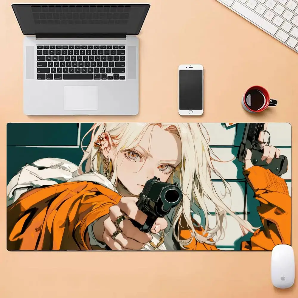 Anime Leuke Mooi-meisje Muismat Meerdere Maten Grote Vierkante Computer Kantoor Spel Tafelmatten Rubberen Antislip Muismatten