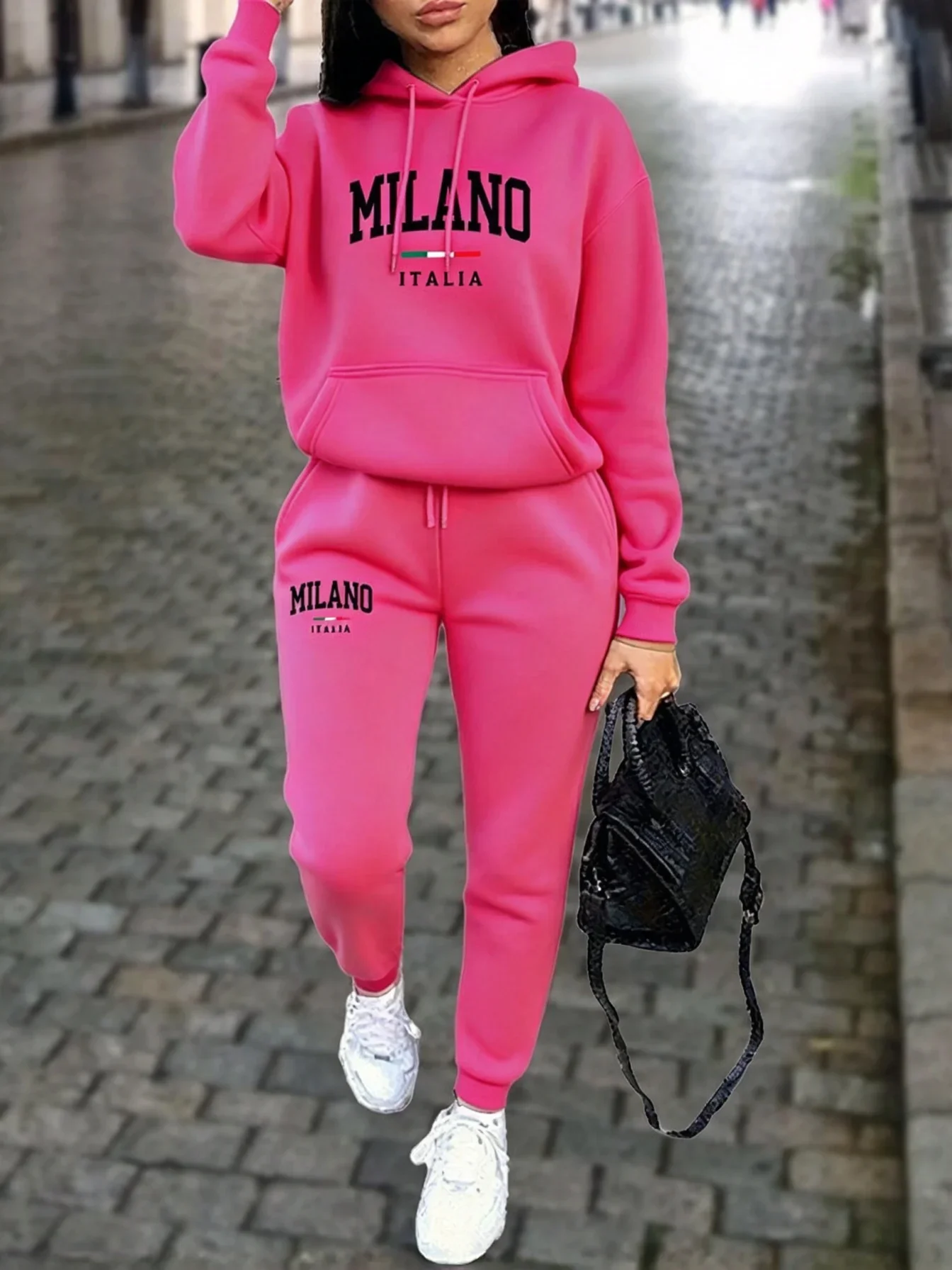 MILANO Pants Sets for Women Clothing High quality Sweatshirt Sweatpant Hoodie Suit 2 Piece Autumn Winter Outfits Woman202627
