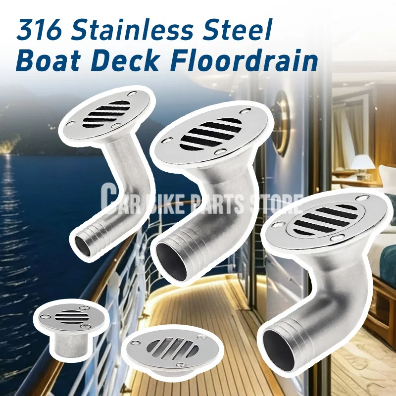 19/22/32/38/63MM Boat Floor Drain 316 Stainless Steel Marine 90 Degree Boat Floor Deck Water Drain Marine Boat Floor Drain