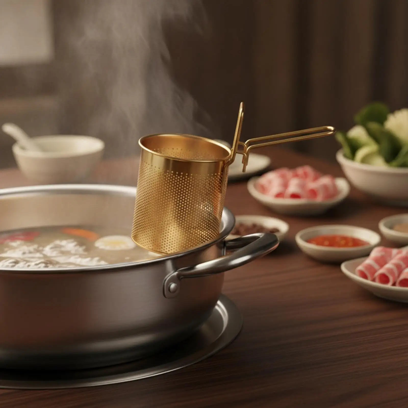 Kitchen Strainer Cooking Skimmer Deep Fryer Basket Metal Strainer for Hot Pot Dumpling Vegetable Pasta Strainer Tool