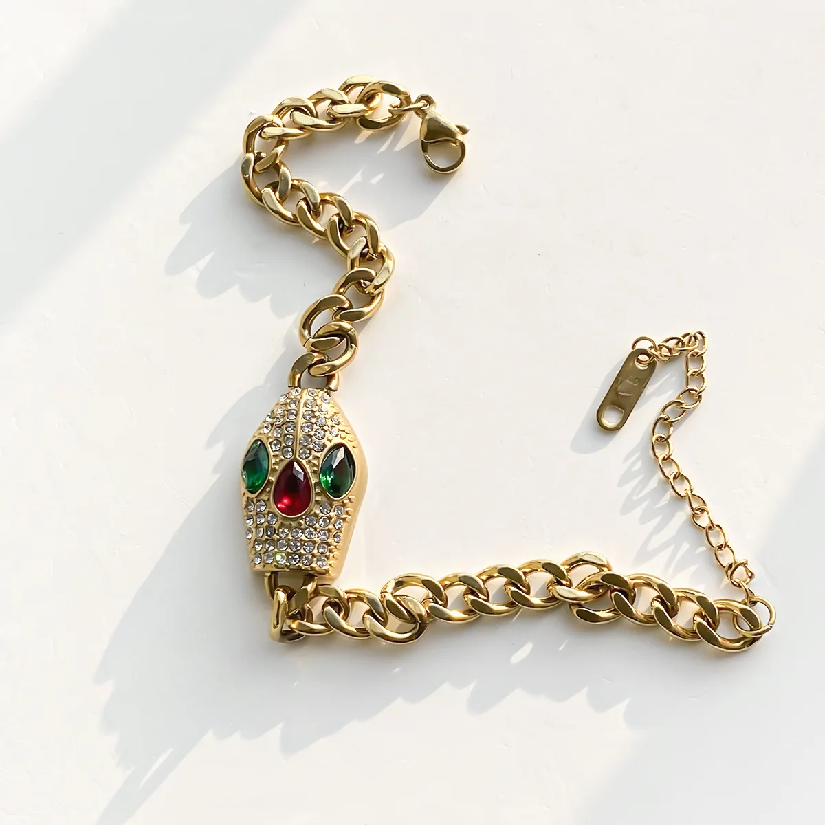 Браслет из титановой стали в форме змеи с бриллиантами