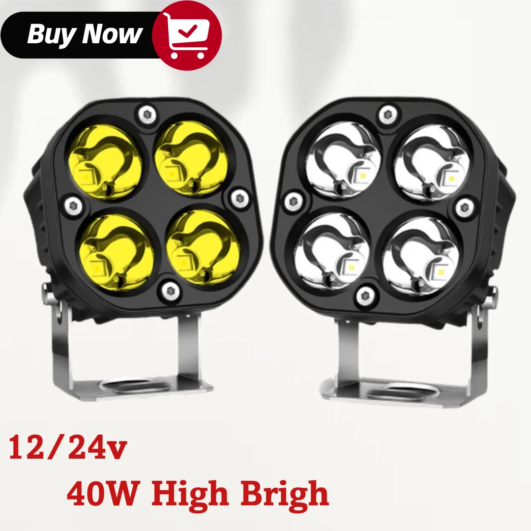 

3" 40W Motorcycle LED Driving Lights OffroadWork Light Bar Square Spotlight For 4x4 Tractors Truck Car Fog Lamp White Amber