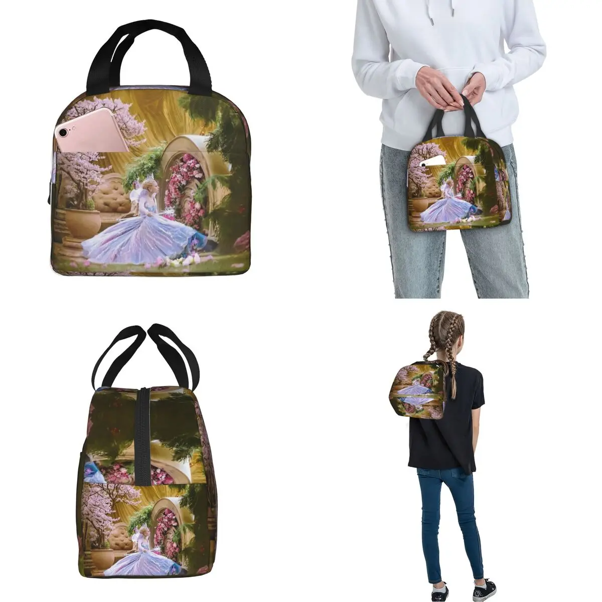 Glinda Elphaba Wicked For Good Thermal Insulated Lunch Bags for Travel Portable Food Bag Container Cooler Thermal Lunch Boxes