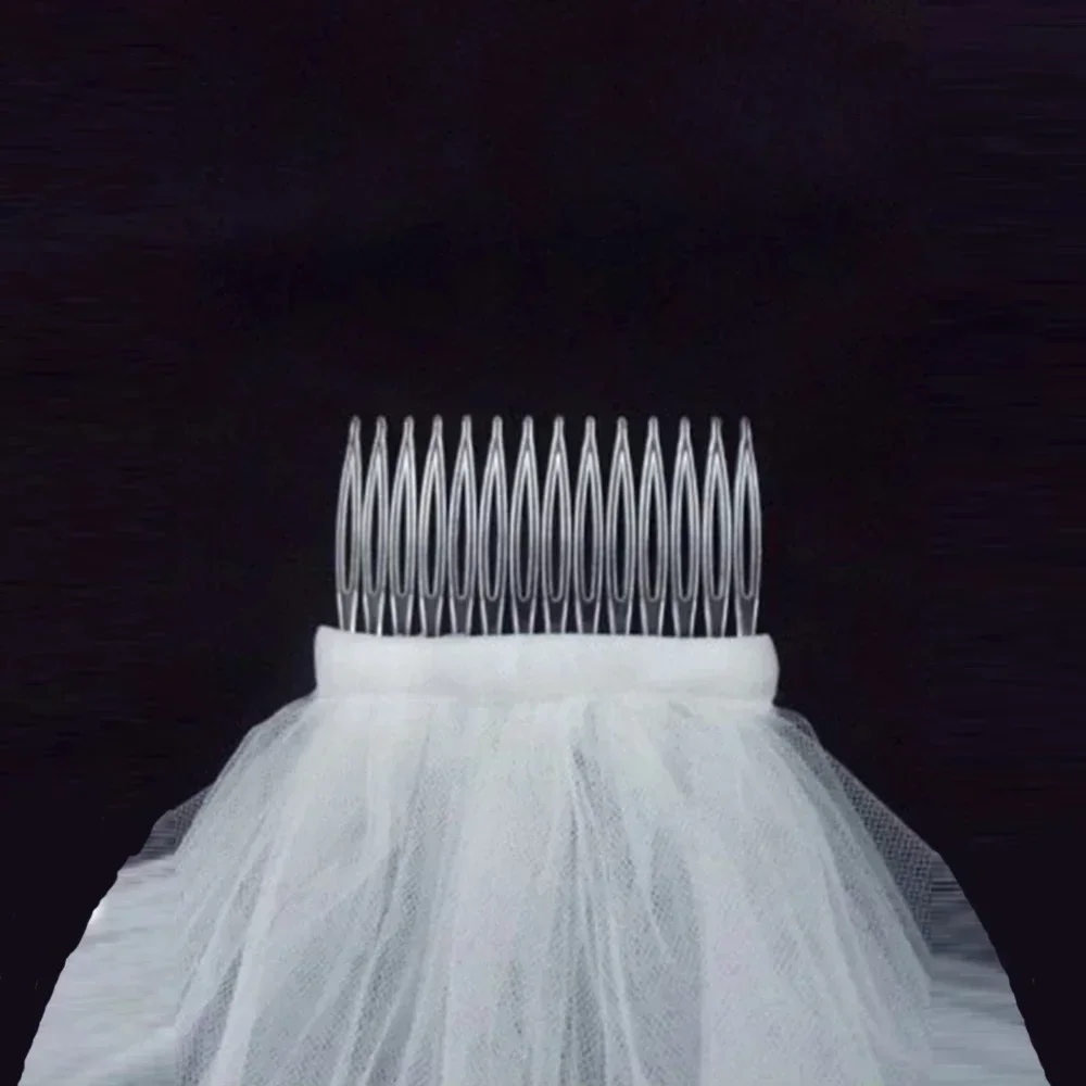 اكسسوارات وصول جديدة طبقتين حافة الشريط الأبيض العاج الحجاب الزفاف مع مشط