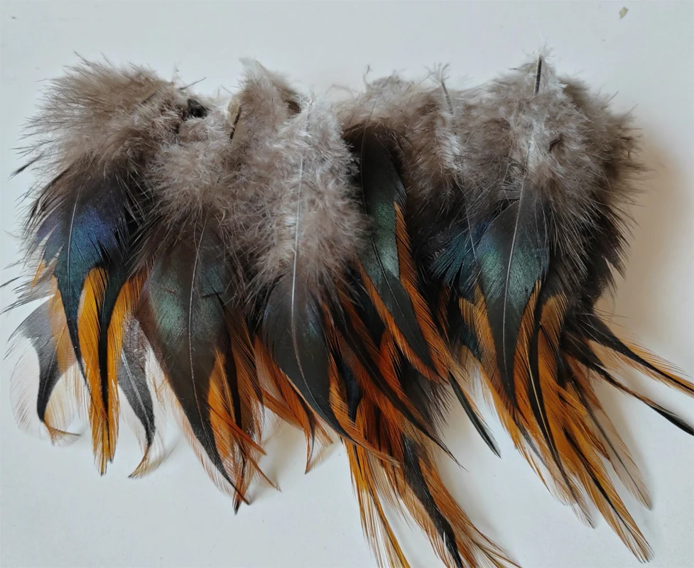 

200Pcs/Lot! 4-6" 10-15cm Black Middle Saddle Badger ROOSTER NATURAL HACKLE FEATHERS ,Decorative Feathers!