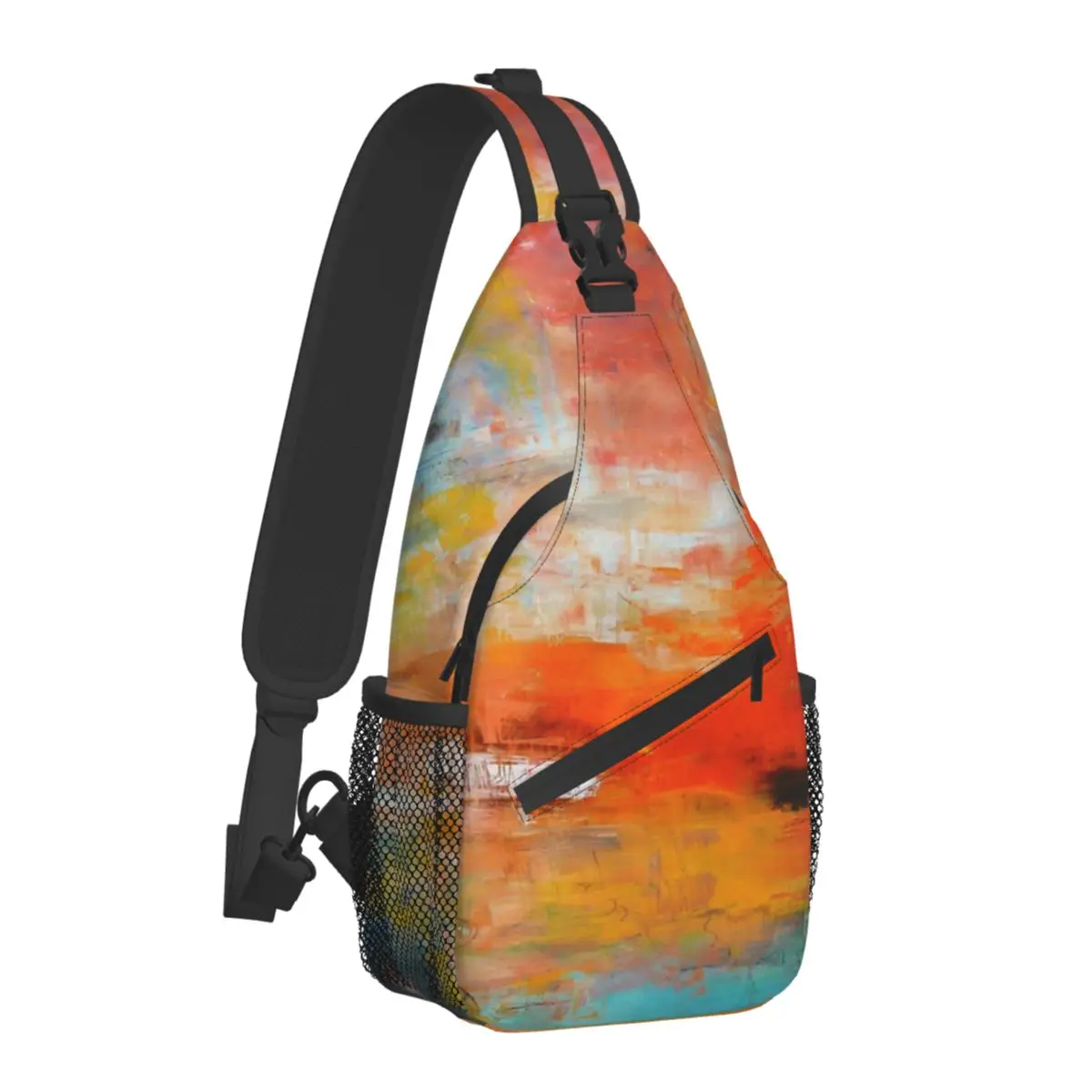 Abstract Acrylic Painting Crossbody Bag Sports Red Sunset Landscape Chest Bag Unisex Women Man Fashion Shoulder Backpacks Travel