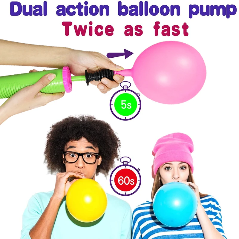 High quality Dual action Balloon Pump Balloon air Inflator Plastic Hand Held Latex Balls Party Foil Balloons Portable Air Pump