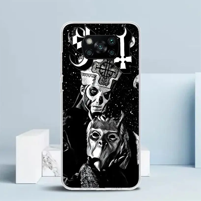 Custodia per telefono con chiamata in silicone Ghost Papa Emeritus per Xiaomi Poco X3 Nfc X5 Pro X4 GT M5S M4 M3 M2 F5 F4 F3 F2 F1 Mi Note 10 Cover