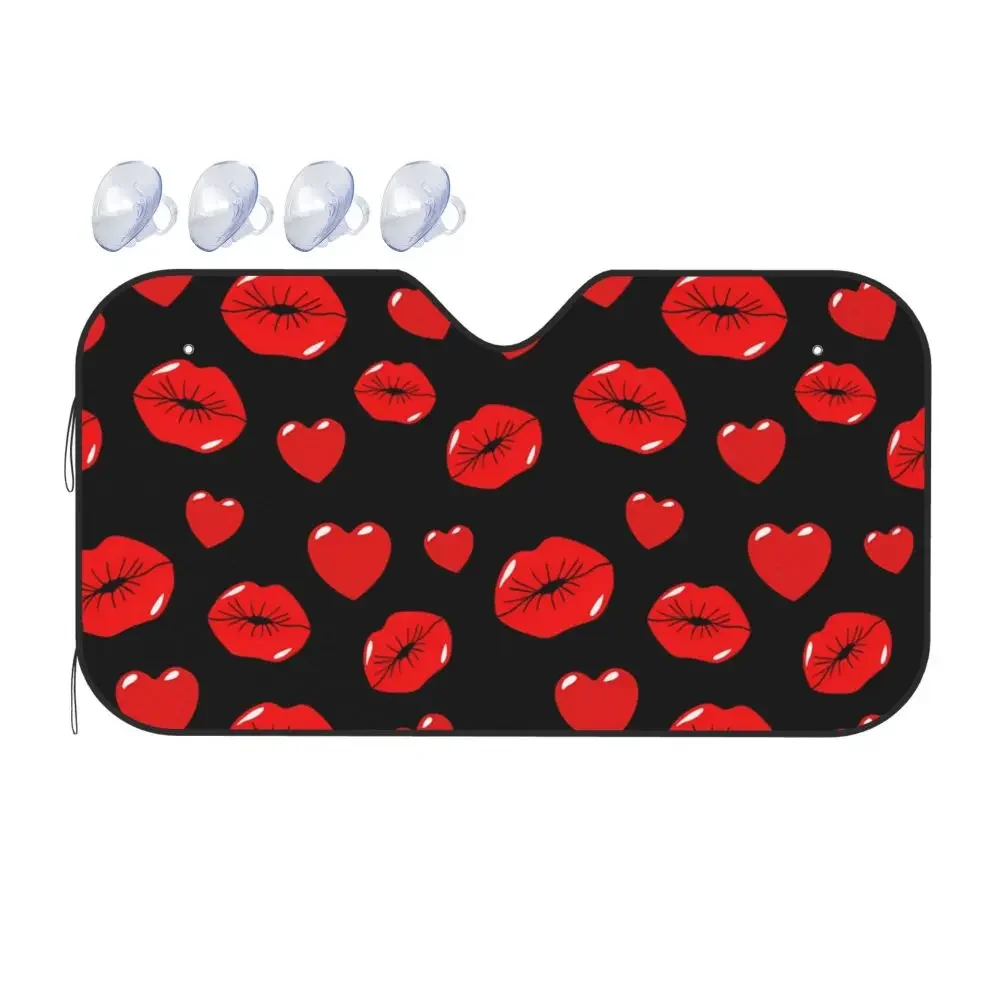 Red Lips Love Kiss Car Windshield Sunshade Reflective Sunshade Ultraviolet and Heat-resistant Sunshade Car Car Accessories