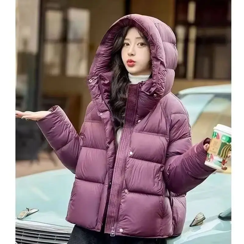 가을 겨울 신상 다운 코튼 재킷 여성용 한국 스타일 두꺼운 따뜻한 후드 파카 짧은 코트 여성 캐주얼 탑