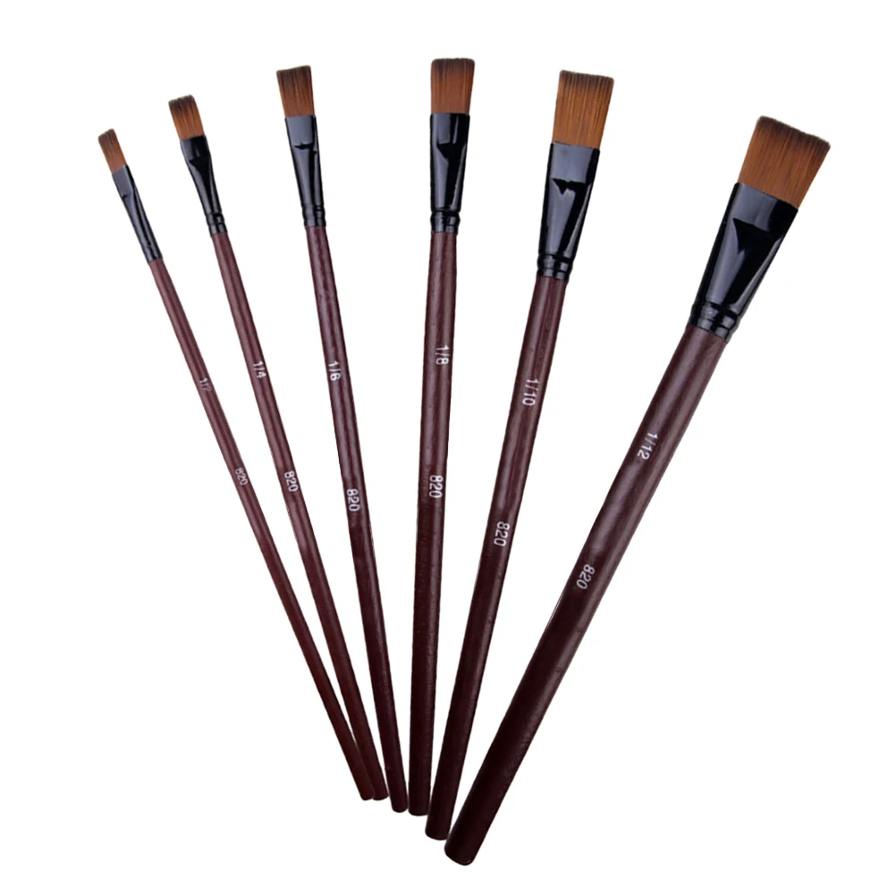 

12pcs Nylon Hair Art Flat Head Painting Brushes Set For Watercolor Oil Crafts Durable Lightweight Easy Clean Tools