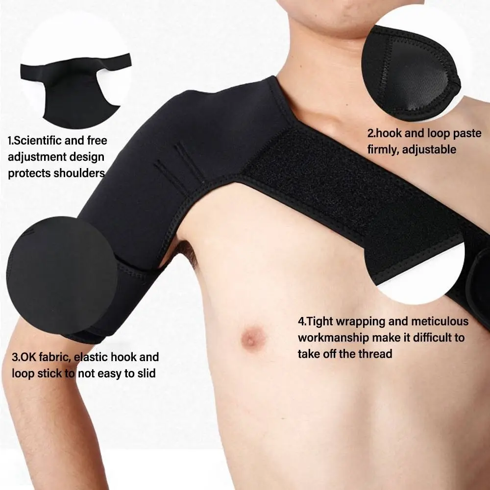 حزام دعم الكتف الجديد القابل للتعديل، حزام كتف من البوليستر الأسود، وسادات كتف واقية للصالة الرياضية