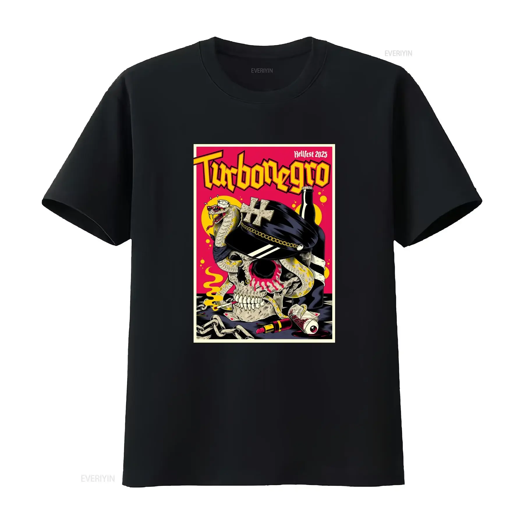 Turbonegro Hellfest June 19 2025 In Clisson FR Poster T Shirt vintage Washed Slightly Unisex homme Comfortable designer clothes