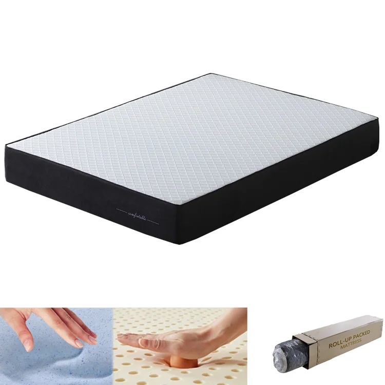 China Mattress Manufacturer 10 Inch Vacuum Compressed Rolling Packing Mattress in Box Cool Visco Memory Foam Mattress